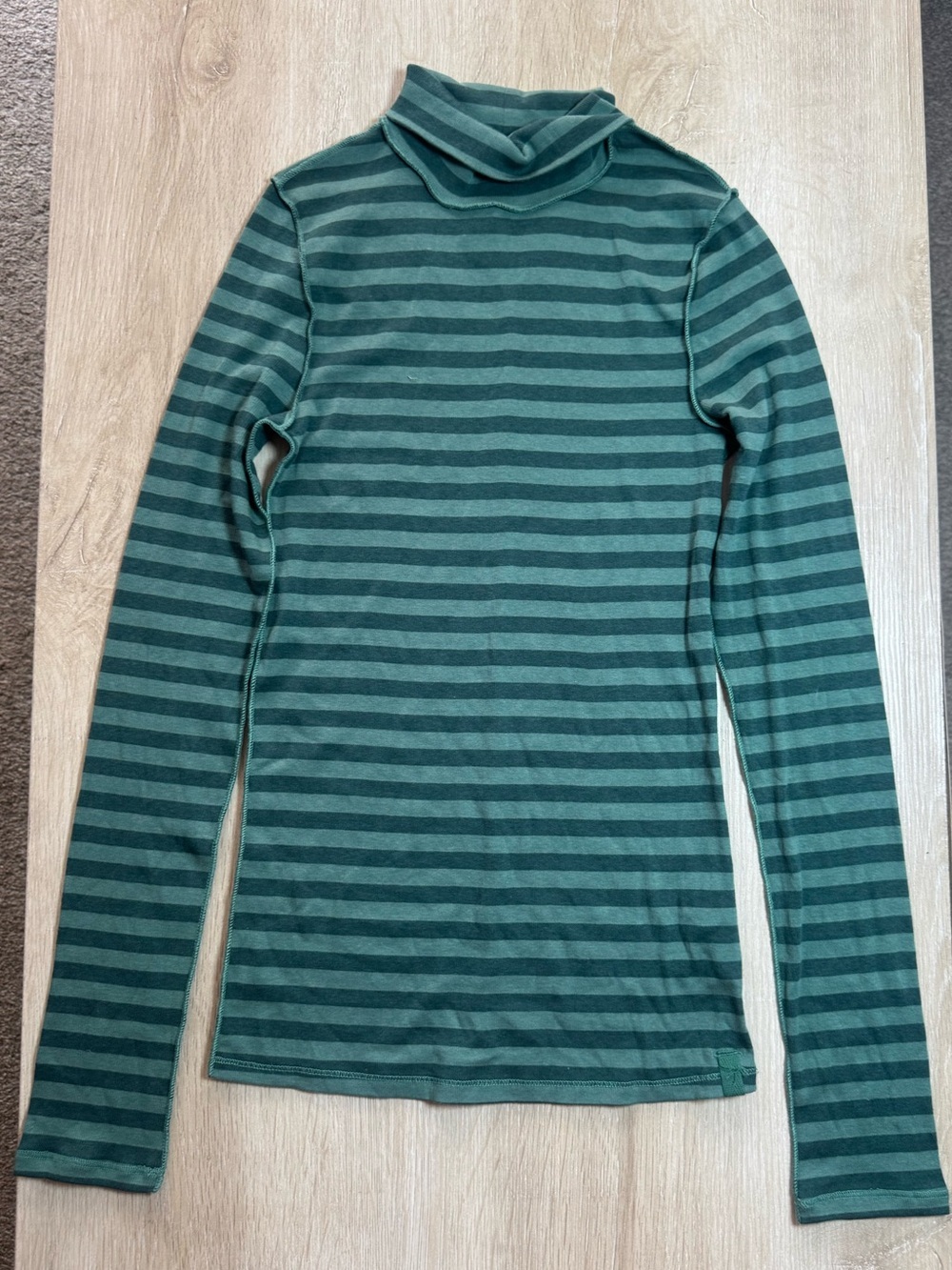 We The Free Green Striped Turtleneck Top NWOT